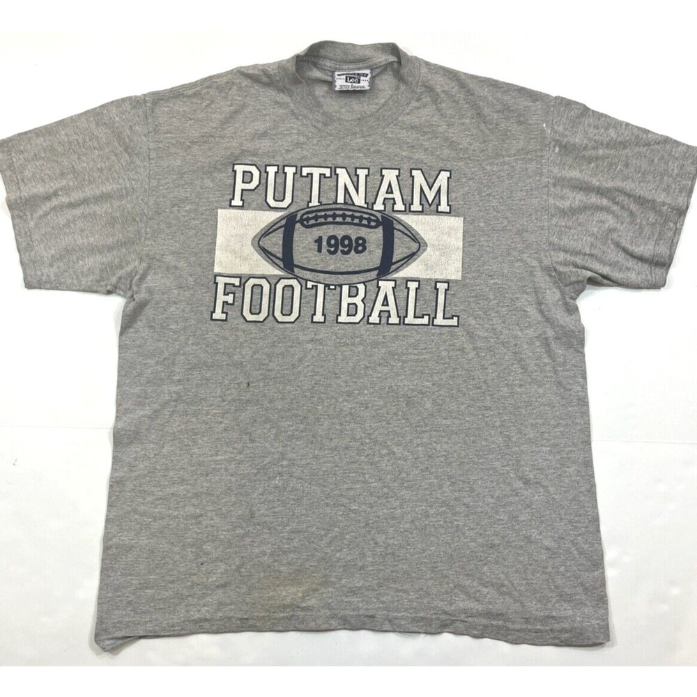 Lee Putnam‎ Football T-Shirt Mens Large Gray 1998 Vintage Graphic Sportswear Tee